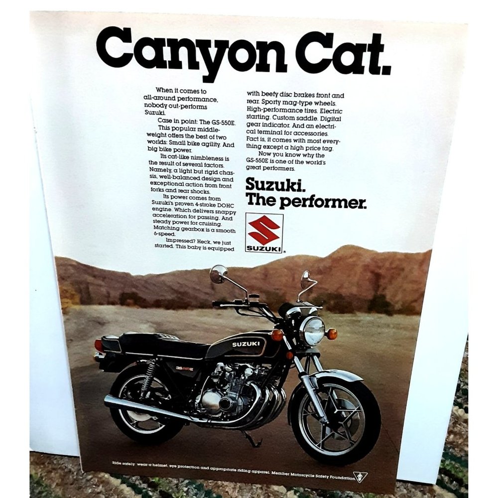 1979 Suzuki GS-550E Motorcycle Vintage Print Ad 70s Original
